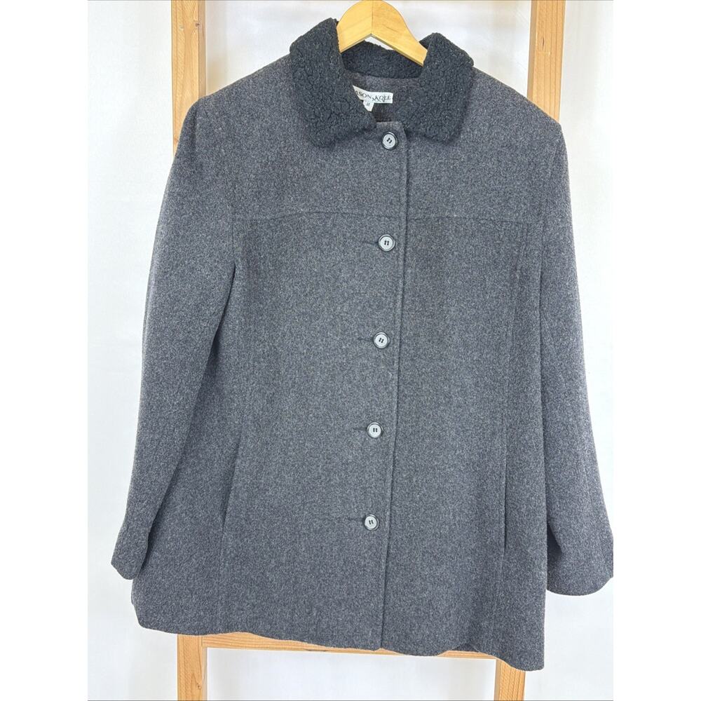 Jason Kole Gray Long Sleeve Pockets Button Up Lined Wool Jacket #1583 Size MED